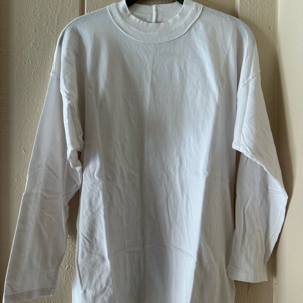 NEW FREE PEOPLE WE THE FREE WHITE LONG SLV TUNIC SHIRT TOP MOCK NECK XS